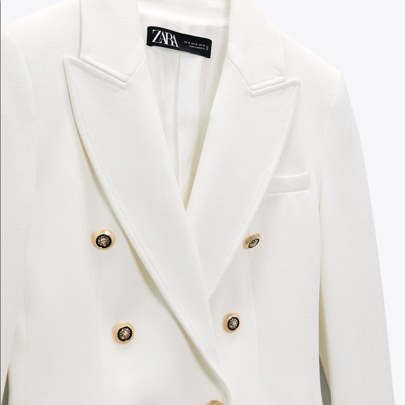 NWT. Zara Oyster White Tailored Double Breasted Blazer. Size S, M. - Picture 8 of 11